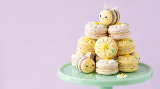 Cute Bee and Daisy Macaron Stack