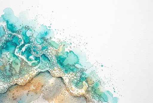 Watercolor and Ink Ocean Foam Illustration