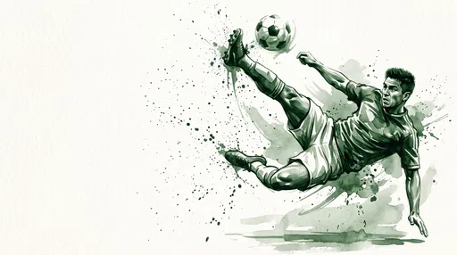 Green Watercolor Soccer Player Bicycle Kick