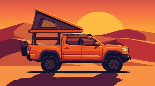Orange Overland Pickup Truck in Desert
