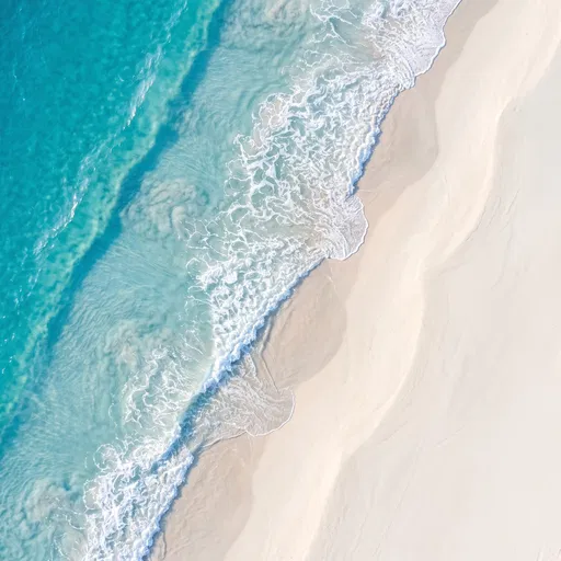 Aerial View of Turquoise Ocean Beach