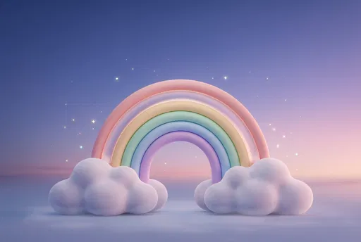 Pastel 3D Rainbow Arch With Plush Clouds