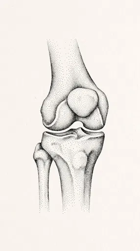 Stippled Ink Drawing of Knee Joint