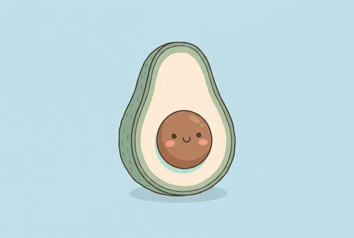 Cute Smiling Halved Avocado Illustration