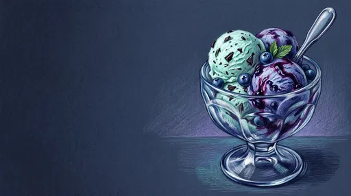 Mint and Blueberry Ice Cream Drawing
