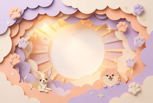 Pastel Paper Cut Dog Cloud Frame