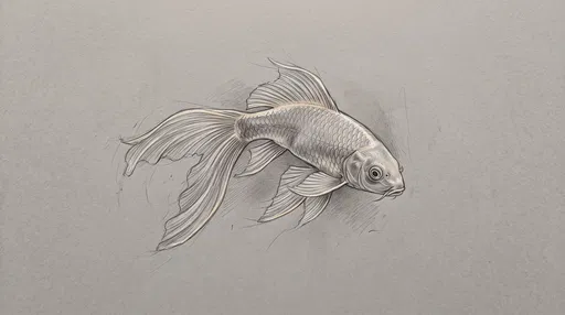 Graphite Sketch of Long-Finned Koi Fish