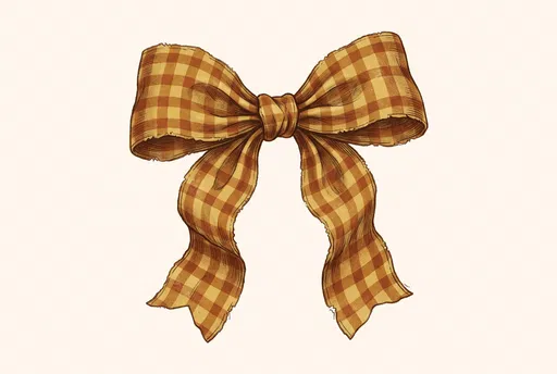 Vintage Gingham Ribbon Bow Illustration