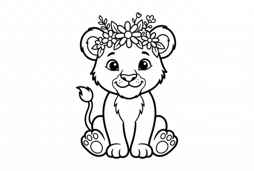 Cute Lion Cub Coloring Page