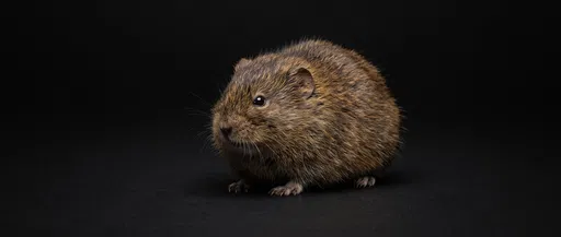 Brown Lemming Rodent on Black Background