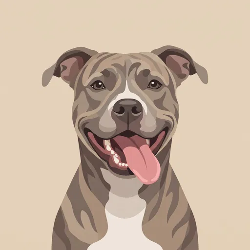 Friendly Brindle Pit Bull Vector Portrait