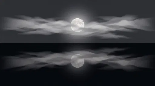 Minimalist Monochrome Full Moon Lake Reflection