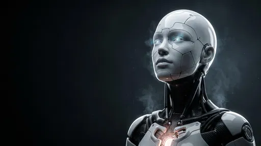 Futuristic White Humanoid Robot Portrait