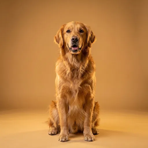 Golden Retriever Studio Portrait on Warm Backdrop