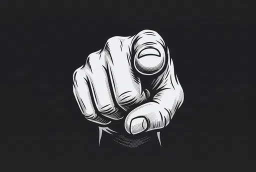 Monochrome Hand Pointing At Viewer