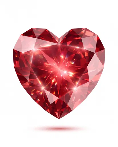 Faceted Ruby Heart Gemstone Clipart