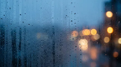 Condensation Droplets on Glass with Bokeh