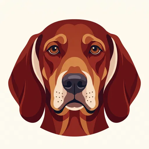 Symmetrical Flat Vector Coonhound Dog Portrait