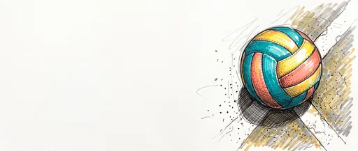Colorful Volleyball Marker Sketch with Copy Space