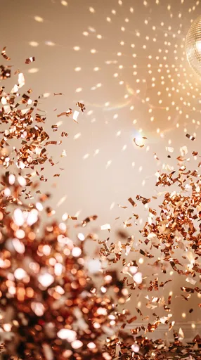 Rose Gold Confetti and Disco Ball Lights