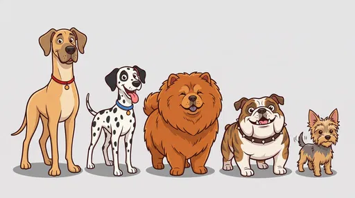 Five Diverse Cartoon Dogs Lineup