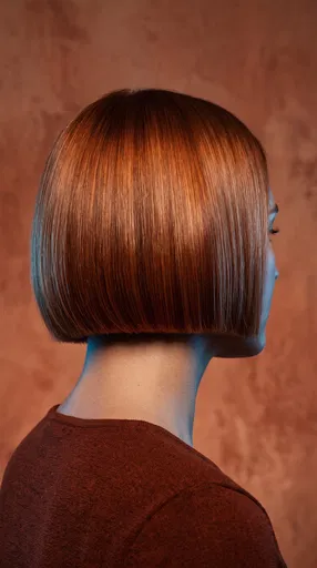 Sleek Copper Bob Haircut Studio Portrait