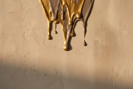 Gold and Taupe Resin Dripping on Plaster