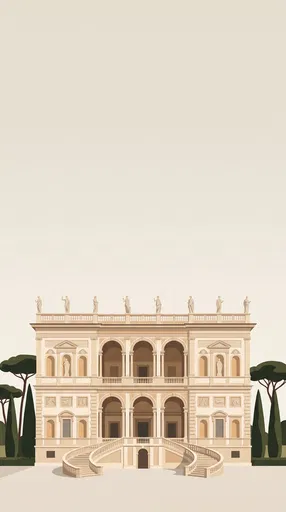 Minimalist Galleria Borghese Architectural Illustration