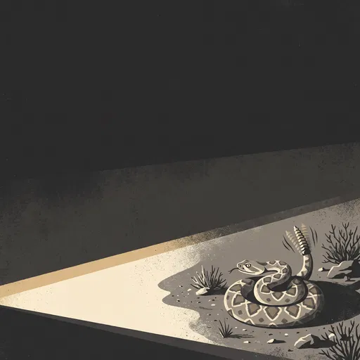 Rattlesnake in Headlight Beam Illustration
