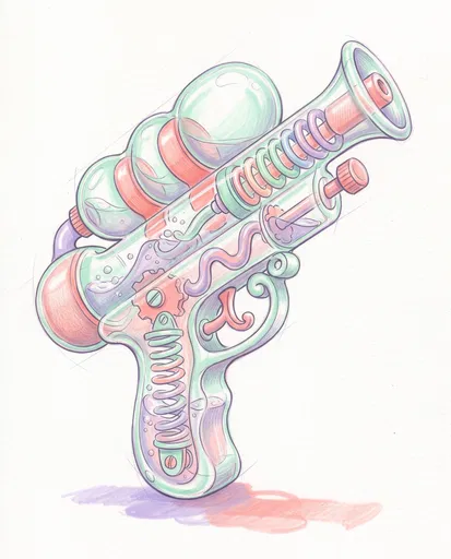 Pastel Transparent Water Pistol Illustration