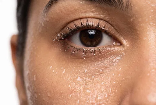 Macro Close-Up of Wet Brown Eye