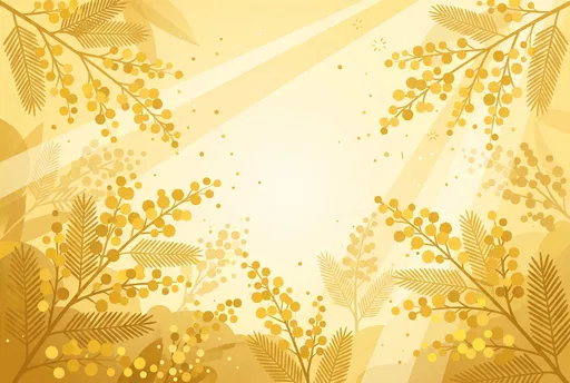 Golden Mimosa Branches Sunbeam Background