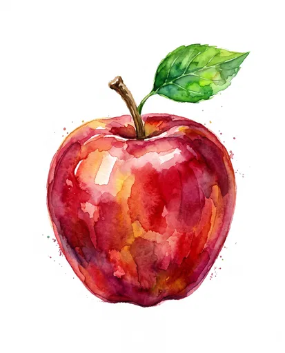 Watercolor Red Apple Clip Art