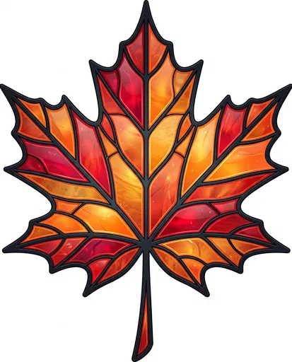 Stained Glass Autumn Maple Leaf Clipart
