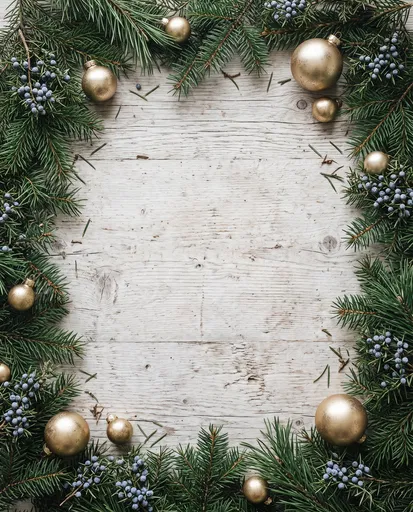 Rustic Holiday Pine and Gold Frame