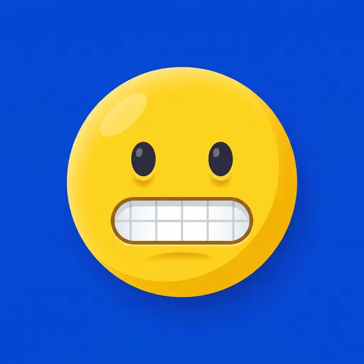 Yellow Grimacing Emoji on Blue Background