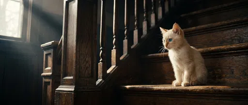 Flame Point Kitten on Wooden Stairs