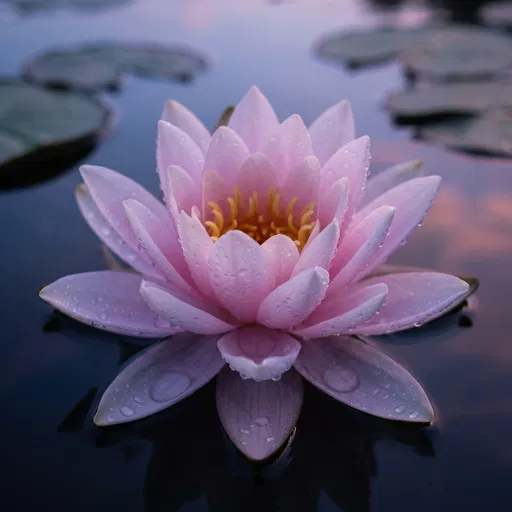 Pastel Pink Lotus Flower at Twilight