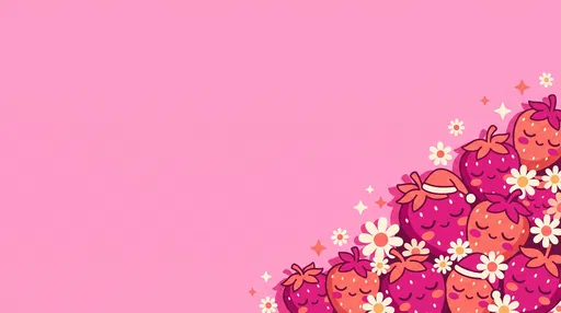 Cute Sleepy Strawberries Pink Background