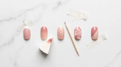 DIY Rose and Nude Nail Art Flat Lay