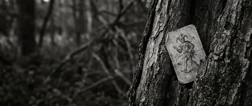 Vintage Jester Card in Tree Bark