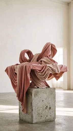 Sculptural Blush Fabric on Concrete Pedestal