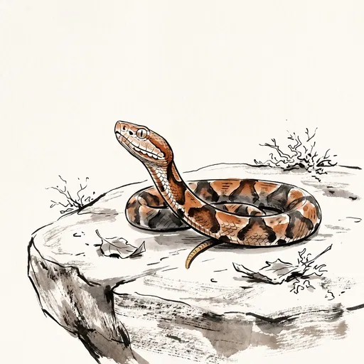 Ink and Wash Copperhead Snake Illustration