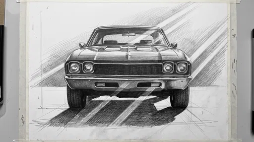 Graphite Pencil Drawing of Muscle Car