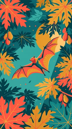 Flying Fox Bat in Tropical Leaves