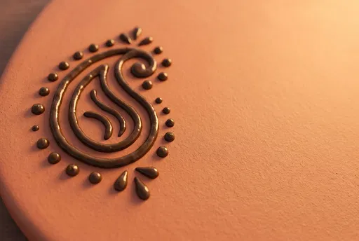 Glossy Henna Paisley Motif on Terracotta