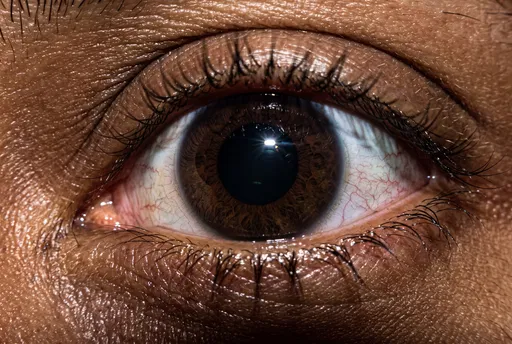 Harsh Flash Macro of Dilated Eye