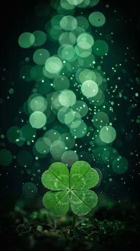 Four-Leaf Clover With Emerald Bokeh