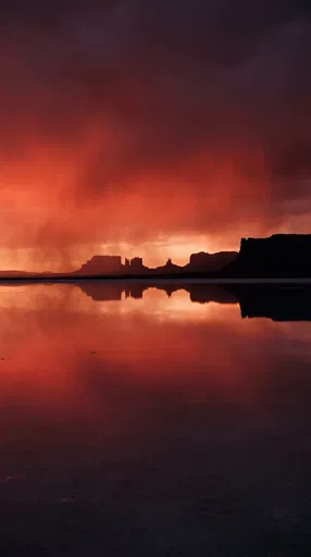 Red Sky Desert Salt Flat Reflection