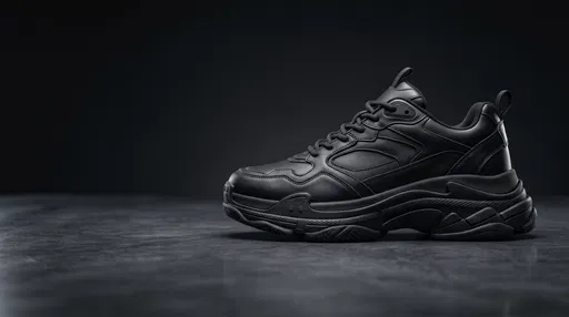 Matte Black Chunky Leather Sneaker Profile